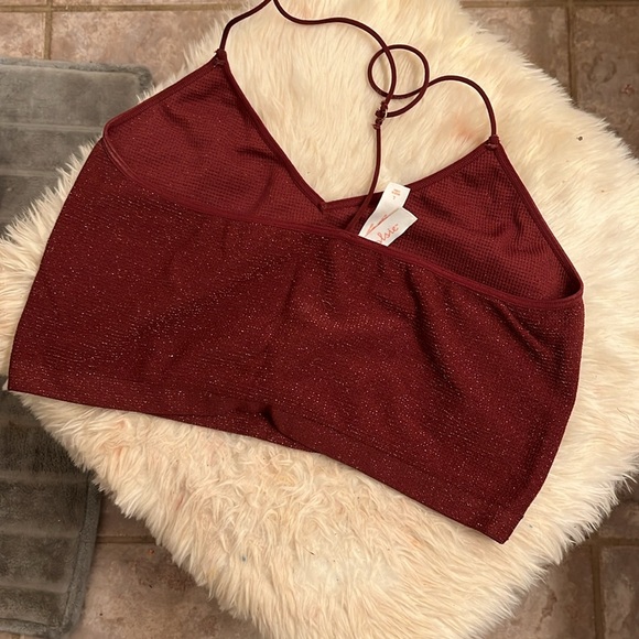 Bralette maroon/brownish with gold glitter size large doubles as undershirt also - Picture 4 of 4